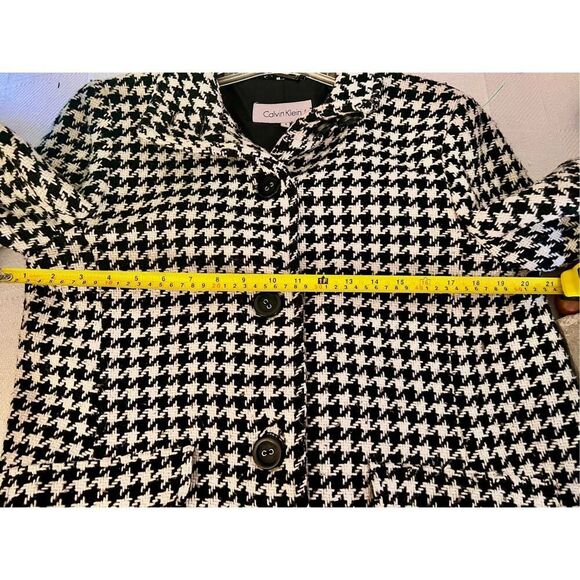 Calvin Klein Black & White Houndstooth Wool Coat Size 4 Women’s - Picture 5 of 6